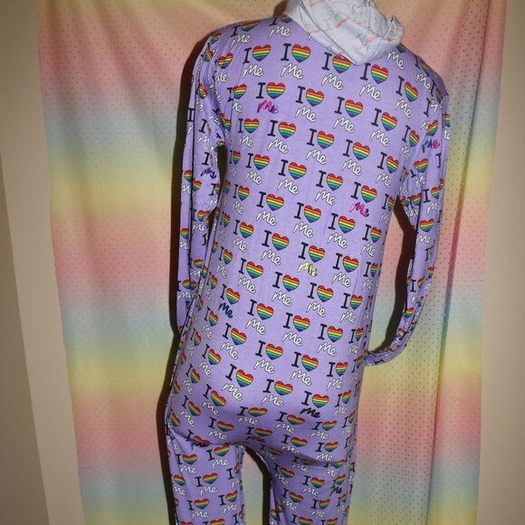 💥HP💥 MeUndies onesie unisex zip-up I ❤️ Me size M/L has pockets and hood NWOT - Picture 4 of 11